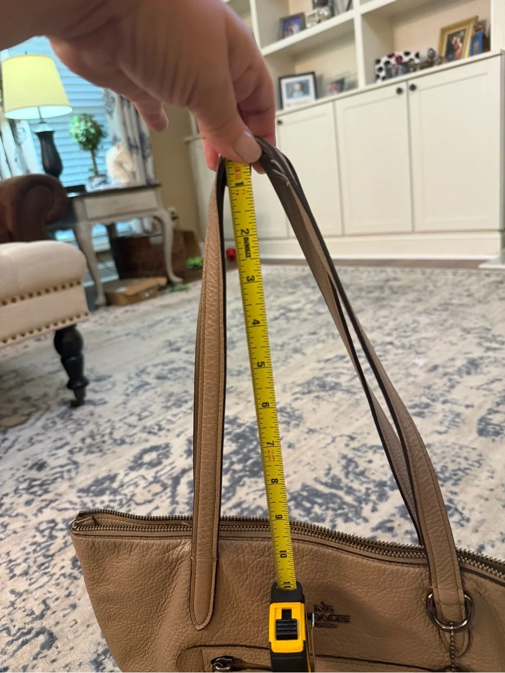 Coach Pebbled Leather Tote in Taupe Gray